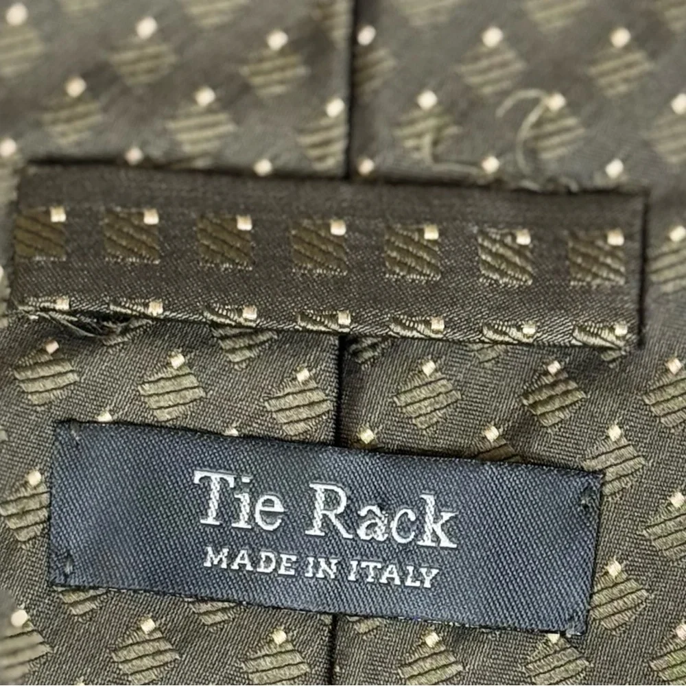 Tie Rack Men’s Necktie Green Jacquard Geometric Patterned 100% Silk Tie